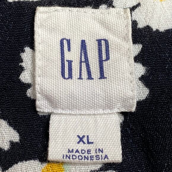 GAP Wrap Front Daisy Print Ruffle Top Black Floral Blouse XL Cottagecore Peasant - Picture 3 of 16